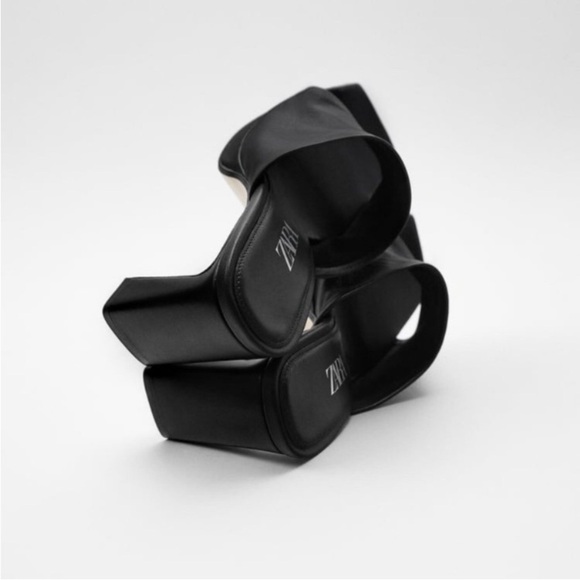 Zara leather heel platform mules black size 9US/40 - Picture 3 of 15